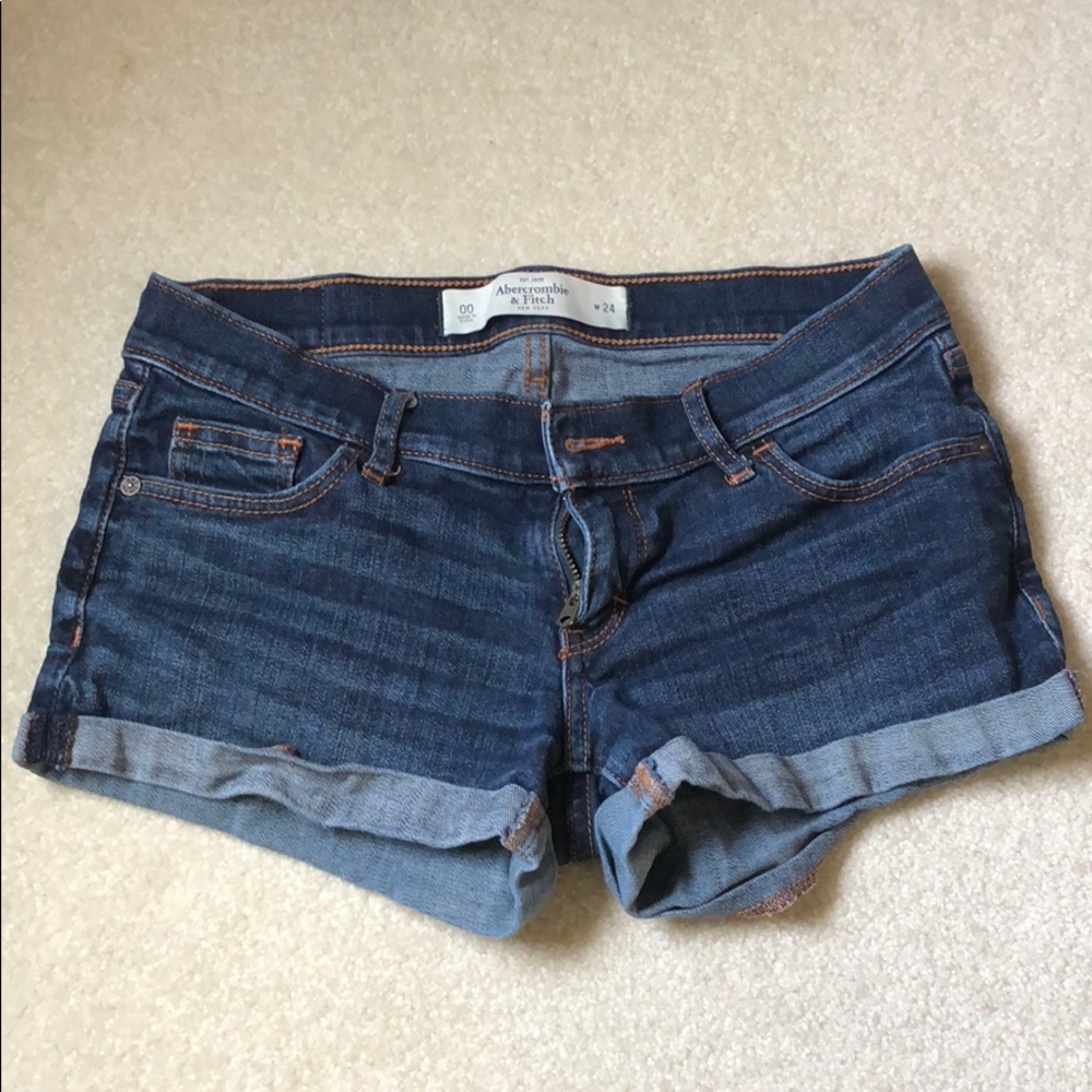 Abercrombie dark wash jean shorts